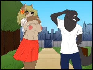Rating: Questionable Score: 0 Tags: anthro big_breasts black_border blush border bottomwear breasts canid canine canis clothing doctorsoul domestic_dog duo e621 embarrassed female flashing heather_(spyingredfox) herding_dog hi_res lucien_(foxieninja19) male mammal nipples pastoral_dog public skirt welsh_corgi wolf User: bunchy7s