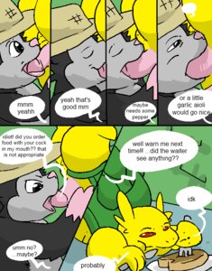 Rating: Explicit Score: 0 Tags: aliasing american_opossum anthro argon_vile bamga beef clothing comic dialogue digital_media_(artwork) duo e621 eating eating_during_sex english_text erection fellatio food fur gaius_(argon_vile) genitals grey_body grey_fur hat headgear headwear interspecies male male/male male_penetrated male_penetrating male_penetrating_male mammal marsupial meat multiple_scenes oral oral_penetration penetration penile penis red_eyes reptile scalie sex text turtle virginia_opossum wereturtle yellow_body User: bunchy7s