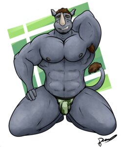 Rating: Explicit Score: 0 Tags: 2014 5:6 abs abstract_background anthro armpit_hair biceps big_muscles biped body_hair brown_hair bulge clothed clothing detailed_bulge e621 facial_hair furrydanders genital_outline green_eyes hair hi_res horn kneeling looking_at_viewer male mammal muscular muscular_anthro muscular_male nipples pecs penis_outline rhinoceros simple_background smile solo teeth topless User: bunchy7s