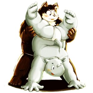 Rating: Safe Score: 0 Tags: 1:1 anthro asian_clothing blush canid canine clothing duo e621 east_asian_clothing fundoshi japanese_clothing kemono male male/male mammal meg_hoi megstray overweight rhinoceros underwear upside_down User: bunchy7s