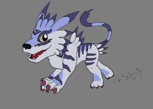 Rating: Safe Score: 0 Tags: 4_toes alpha_channel bandai_namco big_head black_nose blue_body blue_fur canid canine chibi claws digimon digimon_(species) e621 feet feral fur garurumon hi_res kimuria long_ears looking_aside looking_at_viewer male mammal markings open_mouth raised_tail side_view simple_background solo stripes tail teeth toes transparent_background walking white_body white_fur User: bunchy7s