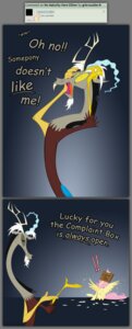 Rating: Safe Score: 0 Tags: 2014 absurd_res antlers blue_body blue_feathers box chimera comic container cutie_mark deviantart dialogue discord_(mlp) draconequus duo e621 english_text equid equine exclamation_point fangs feathered_wings feathers female fluttershy_(mlp) friendship_is_magic grievousfan hair hasbro hi_res horn male mammal my_little_pony mythological_creature mythological_equine mythology note paper pegasus pink_hair red_eyes teeth text wings yellow_body yellow_feathers User: bunchy7s Rating: Safe Score: 0 Tags: 2014 absurd_res antlers blue_body blue_feathers box chimera comic container cutie_mark deviantart dialogue discord_(mlp) draconequus duo e621 english_text equid equine exclamation_point fangs feathered_wings feathers female fluttershy_(mlp) friendship_is_magic grievousfan hair hasbro hi_res horn male mammal my_little_pony mythological_creature mythological_equine mythology note paper pegasus pink_hair red_eyes teeth text wings yellow_body yellow_feathers User: bunchy7s