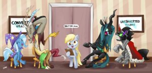 Rating: Safe Score: 0 Tags: angry arthropod blue_body blue_feathers changeling_(mlp) chimera clipboard derp_eyes derpy_hooves_(mlp) dialogue discord_(mlp) draconequus e621 english_text equid equine eyes_closed feathered_wings feathers female feral friendship_is_magic grey_body grey_feathers group hair happy hasbro herny hi_res horn king_sombra_(mlp) laugh male mammal membrane_(anatomy) membranous_wings my_little_pony mythological_creature mythological_equine mythology open_mouth pegasus quadruped queen_chrysalis_(mlp) speech_bubble tail teeth text tongue trixie_(mlp) unicorn wings User: bunchy7s