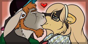 Rating: Safe Score: 0 Tags: 2:1 anthro asinus beard blue_eyes canid canine canis digital_media_(artwork) dissy domestic_dog donkey duo e621 ear_piercing equid equine eyewear facial_hair female gauged_ear glasses heart_symbol kiss_on_lips kissing male male/female mammal piercing User: bunchy7s