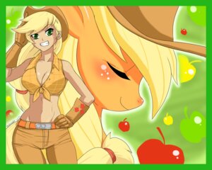 Rating: Safe Score: 0 Tags: 2012 5:4 alternate_species applejack_(mlp) border clothed clothing cowboy_hat duo e621 equid equine eyes_closed female feral friendship_is_magic green_border hair hasbro hat headgear headwear hi_res horse human humanized mammal my_little_pony navel ninja-8004 pony smile tail User: bunchy7s