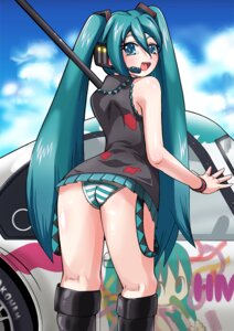 Rating: Explicit Score: 0 Tags: 1girl aqua_eyes aqua_hair ass boots car female from_behind ground_vehicle hatsune_miku headset long_hair looking_back motor_vehicle open_mouth panties rule34 skirt solo striped striped_panties tagme twintails underwear very_long_hair vocaloid User: bunchy7s
