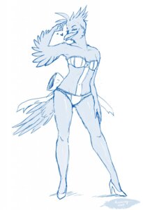 Rating: Explicit Score: 0 Tags: 2013 anthro avian beak biped bird blue_jay bra breasts clothing corvid e621 feathered_wings feathers female footwear heart_symbol hi_res high_heels jay_(bird) krowy looking_at_viewer monochrome new_world_jay non-mammal_breasts oscine panties passerine pose pumps rictal_bristles shoes simple_background solo standing stella_(pjt) tail tail_feathers underwear white_background wings User: bunchy7s