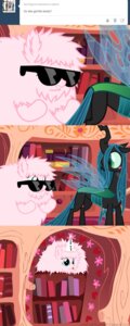 Rating: Safe Score: 0 Tags: 2013 arthropod blue_eyes blush butt changeling_(mlp) clothing comic dunce_cap e621 earth_pony equid equine eyewear fan_character female feral fluffle_puff friendship_is_magic glasses green_eyes green_hair hair hasbro hat headgear headwear hi_res horn horse insect_wings mammal mixermike622 my_little_pony pink_hair pony queen_chrysalis_(mlp) tongue tongue_out wings User: bunchy7s