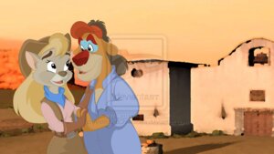 Rating: Safe Score: 0 Tags: anthro clothing disney distracting_watermark duo e621 felid female half-length_portrait hat headgear headwear jumpsuit lion male mammal pantherine portrait talespin unknown_artist watermark wildcat_(talespin) User: bunchy7s