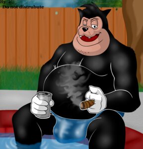 Rating: Questionable Score: 0 Tags: anthro black_fur bulge can cat cigar clothes day disney feline fur furry furry_only gloves goof_troop holding male male_only open_mouth outdoors pete_(disney) peter_pete_sr. rule34 sitting smile smoke solo special_k tagme topless water User: bunchy7s