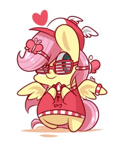 Rating: Safe Score: 0 Tags: 5:6 bottomless clothed clothing e621 english_text equid equine eyewear feathered_wings feathers female feral fluttershy_(mlp) friendship_is_magic fur green_eyes hair hasbro hat headgear headwear heart_symbol jewelry long_hair looking_at_viewer mackinn7 mammal my_little_pony mythological_creature mythological_equine mythology necklace pegasus pink_hair ring shirt simple_background slightly_chubby smile solo standing sunglasses sweatshirt text topwear white_background wings yellow_body yellow_feathers yellow_fur User: bunchy7s