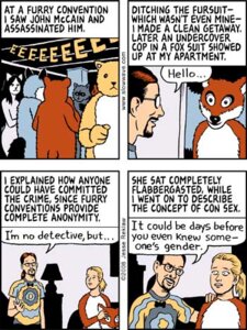 Rating: Questionable Score: 0 Tags: base_two_layout canid canine clothing collar comic costume dialogue dream_logic e621 english_text four_frame_grid four_frame_image fox fursuit grandfathered_content grid_layout group human jesse_reklaw low_res male mammal not_furry_wearing_fursuit regular_grid_layout slow_wave text the_truth two_row_layout User: bunchy7s