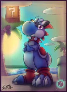 Rating: Safe Score: 0 Tags: anthro beach biped block blue_body blue_skin blue_yoshi boshi claws cloud coconut day dinosaur drupe_(fruit) e621 eyewear food fruit glasses hi_res looking_at_viewer male mario_bros nintendo outside palm_tree pink_eyes plant prehistoric_species question_mark raised_tail reptile scalie scottderg sea seaside sky solo standing sun sunglasses super_mario_rpg_legend_of_the_seven_stars tail tailbutt thick_tail toe_claws tree warp_pipe water yoshi User: bunchy7s