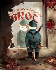 Rating: Safe Score: 0 Tags: 2004 4:5 anthro backpack canteen clothing e621 eyewear fur german_text glasses gun male mammal military murid murine nazi nikolaus ranged_weapon rat red_eyes reflection rifle rodent soldier solo text translated uniform warrior weapon white_body white_fur wredrat User: bunchy7s