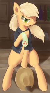 Rating: Safe Score: 0 Tags: accessory applejack_(mlp) aymint clothing e621 earth_pony equid equine female feral freckles friendship_is_magic hasbro hat headgear headwear hi_res horse looking_at_viewer mammal my_little_pony necktie one_eye_closed pony shirt sitting solo topwear wink User: bunchy7s