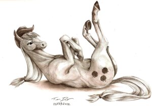 Rating: Safe Score: 0 Tags: 2012 applejack_(mlp) black_and_white clothing cowboy_hat cutie_mark e621 earth_pony equid equine female feral friendship_is_magic hasbro hat headgear headwear hiroshi-tea horse lying mammal monochrome my_little_pony on_back pony quadruped simple_background solo tail User: bunchy7s