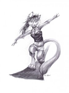 Rating: Safe Score: 0 Tags: 2012 4_toes anthro balancing barefoot bottomwear breasts claws clothing collar domestic_cat e621 ear_piercing feet felid feline felis female hair hi_res long_hair looking_at_viewer mammal monochrome navel piercing shorts simple_background smile solo soraslipheed tail toes whiskers User: bunchy7s