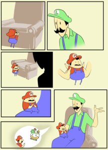 Rating: Safe Score: 0 Tags: anthro bowser clothing comic e621 female hi_res human koopa luigi male mammal mario mario_bros nintendo overalls princess princess_peach royalty scalie unknown_artist User: bunchy7s