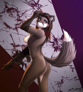 Rating: Questionable Score: 0 Tags: 2010 abstract_background anthro assault_rifle biped black_body black_fur black_hair black_nose boneitis breasts brown_body brown_fur brown_tail butt canid canine corsac_fox dipstick_tail e621 female fox fur gun hair holding_gun holding_object holding_ranged_weapon holding_weapon long_hair mammal markings multicolored_body multicolored_fur multicolored_tail nipples nude pinup portrait pose ranged_weapon red_eyes red_hair rifle side_boob signature smile solo standing tail tail_markings tar-21 three-quarter_portrait true_fox tsume_zyzco two_tone_tail weapon white_body white_fur white_tail User: bunchy7s