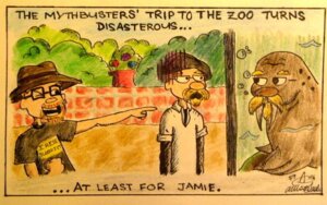 Rating: Safe Score: 0 Tags: 2006 adam_savage allisonwonderland ambiguous_gender aquatic comic e621 english_text facial_hair human humor jamie_hyneman laugh male mammal mythbusters pinniped real_world text traditional_media_(artwork) underwater vivarium walrus water zoo_(facility) User: bunchy7s