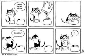 Rating: Safe Score: 0 Tags: 2013 adam_muto ambiguous_gender bodily_fluids bowl comic container dialogue domestic_cat e621 eating english_text felid feline felis feral food mammal monochrome tall_penguin text vomit vomiting User: bunchy7s
