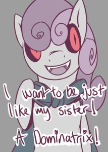 Rating: Safe Score: 0 Tags: dominatrix e621 equid equine female feral florecentmoo friendship_is_magic hasbro horn mammal my_little_pony mythological_creature mythological_equine mythology sadistic_sweetie_belle solo sweetie_belle_(mlp) unicorn what young young_female young_feral User: bunchy7s