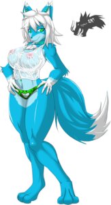 Rating: Questionable Score: 0 Tags: anthro big_breasts breasts canid canine clothing collar dannyart-z dipstick_tail e621 female green_eyes hair hi_res mammal markings solo tail tail_markings translucent translucent_clothing wet white_hair User: bunchy7s