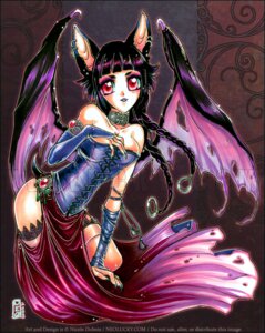 Rating: Safe Score: 0 Tags: 2008 abstract_background alternative_fashion animal_humanoid bat bat_humanoid claws clothed clothing collar corset e621 ear_piercing fangs female goth humanoid lingerie looking_at_viewer luckypan mammal mammal_humanoid piercing red_eyes simple_background skimpy solo teeth topwear traditional_media_(artwork) User: bunchy7s