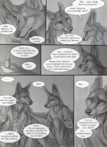 Rating: Safe Score: 0 Tags: abs anthro canid canine canis clothed clothing comic dialogue digital_media_(artwork) duo e621 english_text fur greyscale hand_on_shoulder male mammal marcus_(rukis) medicine monochrome open_clothing open_mouth open_shirt open_topwear reis rukis shirt sitting speech_bubble t-shirt teeth text topwear waking_up wolf User: bunchy7s