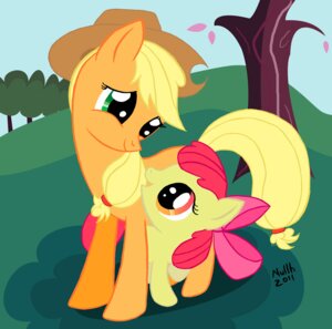 Rating: Safe Score: 0 Tags: apple_bloom_(mlp) applejack_(mlp) big_eyes daww detailed_background duo e621 earth_pony equid equine eye_contact female feral friendship_is_magic grass hair hasbro horse looking_at_another mammal my_little_pony nullh plant pony quadruped sibling_(lore) sister_(lore) sisters_(lore) tail toony tree wood young young_feral User: bunchy7s