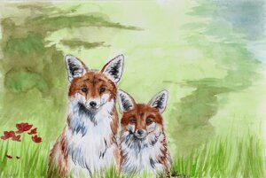 Rating: Safe Score: 0 Tags: 2012 ambiguous_gender canid canine detailed_background duo e621 feral fox mammal mixxiwuff outside realistic traditional_media_(artwork) User: bunchy7s