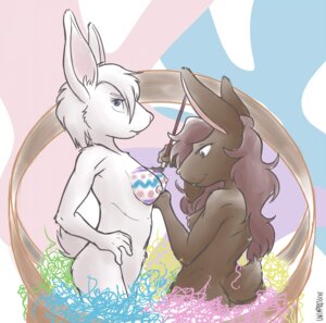 Rating: Questionable Score: 0 Tags: 2012 anthro basket blue_eyes bodypaint breasts brown_body brown_fur brown_hair brush buckteeth container digital_media_(artwork) duo e621 easter easter_basket easter_breasts female female/female fur gavbat green_eyes hair holidays lagomorph leporid mammal nipples nude paint paintbrush painted_breasts rabbit smile teeth white_body white_fur white_hair User: bunchy7s