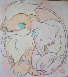 Rating: Safe Score: 0 Tags: 2008 ambiguous_gender anthro black_markings blush blush_lines claws duo e621 feral floating fluffy fluffy_tail fur generation_1_pokemon green_eyes growlithe head_tuft kidura legendary_pokemon long_tail markings mew_(pokemon) neck_tuft nintendo one_eye_closed orange_body orange_fur pink_body pokemon pokemon_(species) signature sitting star tail traditional_media_(artwork) tuft wink winking_at_another User: bunchy7s