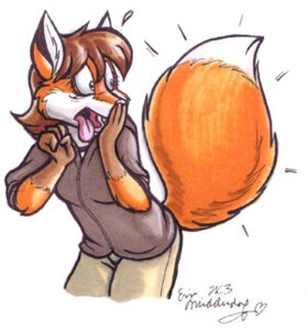 Rating: Safe Score: 0 Tags: 2003 anthro breasts brown_hair canid canine clothed clothing dingbat e621 female fluffy fluffy_tail fox fur hair low_res mammal orange_body orange_fur reaction_image shocked simple_background solo tail tongue tongue_out white_background User: bunchy7s