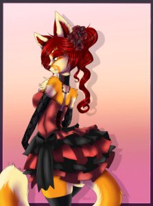 Rating: Safe Score: 0 Tags: 2013 alternative_fashion amber_eyes anthro armwear breasts canid canine clothing conditional_dnp domestic_cat dress e621 elbow_gloves felid feline felis female flower fox fur gloves goth hair handwear hi_res hybrid jewelry legwear long_hair looking_at_viewer mammal mrawl necklace plant red_body red_fur red_hair red_nose ribbons smile solo stockings thick_thighs victorian_goth white_body white_fur yellow_body yellow_fur User: bunchy7s