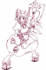 Rating: Safe Score: 0 Tags: animal_humanoid axe blush bone clothed clothing cloven_hooves collar demon dress e621 female hair holding_object holding_weapon hooves horn humanoid long_hair melee_weapon monochrome simple_background skull solo standing unknown_artist weapon white_background User: bunchy7s