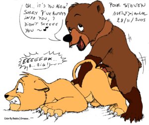 Rating: Explicit Score: 0 Tags: 2005 asthexiancal bear brother_bear crossover cub disney feral feral_on_feral gay koda lion male male_cub male_only penis rule34 simba the_lion_king User: bunchy7s