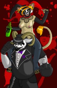 Rating: Explicit Score: 0 Tags: 2010 absinthe_(drink) alcohol anthro beverage black_hair black_tie_(suit) blue_eyes bodypaint bovid breasts caprine carrying_another chain clothing clown digital_media_(artwork) drugs duo e621 face_paint felid female fishnet_clothing gesture ginger_kid goat green_eyes hair hand_gesture juggalo kagee klawdia lion looking_at_viewer male mammal marijuana middle_finger nipples on_shoulders orange_hair pantherine piercing signature silvermidnight suit tail User: bunchy7s