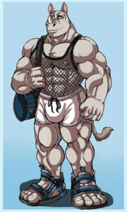 Rating: Safe Score: 0 Tags: 2013 3:5 5_toes abs anthro arody athletic bag biceps big_muscles biped black_clothing black_topwear blue_background blue_clothing blue_footwear bottomwear bulge clothing compression_artifacts digital_media_(artwork) e621 feet fishnet_clothing fishnet_topwear footwear front_view full-length_portrait grey_body grey_eyes grey_skin hi_res horn humanoid_feet looking_at_viewer male mammal muscular muscular_anthro muscular_male nipples pecs plantigrade portrait pose rhinoceros sandals shirt shoes shorts simple_background smile solo standing tail tank_top three-quarter_view toes topwear translucent translucent_clothing translucent_topwear white_bottomwear white_clothing User: bunchy7s