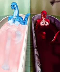 Rating: Questionable Score: 0 Tags: 4_fingers 4_toes 5:6 anthro apatosaurus arm_by_side arms_in_water barefoot bath bathtub bent_arm big_breasts biped blood blood_bath blood_on_arm blood_on_breast blood_on_hand blood_on_leg blood_on_tail blood_on_wall blue_body blue_skin bodily_fluids breasts brenda_sawruss claws deinonychus dinosaur diplodocid diplodocoid dromaeosaurid e621 ear_piercing ear_ring facial_piercing feet female fingers foot_out_of_water fully_submerged_leg gore_focus hand_out_of_water high-angle_view jewelry jurassic_beauties knee_out_of_water leg_out_of_water multiple_images nipples non-mammal_breasts non-mammal_nipples nose_piercing nude partially_submerged piercing prehistoric_species red_body red_skin reptile ring_piercing saurischian sauropod sauropodomorph scalie solo straight_arm submerged_arms submerged_leg submerged_legs submerged_tail supported_tail tail tail_out_of_water tattoo theropod thorne_(jurassic_beauties) toes unknown_artist water what white_body white_skin User: bunchy7s