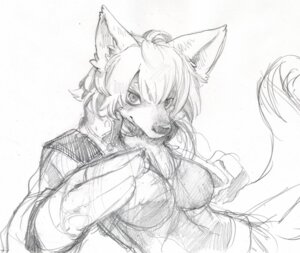Rating: Safe Score: 0 Tags: 2010 anthro breasts canid canine e621 female greyscale hair half-length_portrait kemono kouchainu mammal monochrome portrait sketch solo tail User: bunchy7s