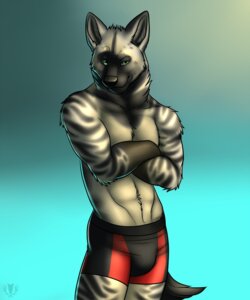 Rating: Safe Score: 0 Tags: 2013 abs anthro biceps biped black_body black_clothing black_fur black_nose black_underwear blue_background bottomwear boxer_briefs bulge chest_tuft clothed clothing crossed_arms digital_media_(artwork) e621 eyebrows fur green_eyes grey_body grey_fur grin hi_res hyena looking_at_viewer male mammal markings muscular muscular_anthro muscular_male pecs portrait pose raised_eyebrow red_clothing red_underwear shorts simple_background skimpy smile solo standing striped_hyena stripes tail three-quarter_portrait topless trick_(trickhyena) tuft underwear vallhound watermark User: bunchy7s