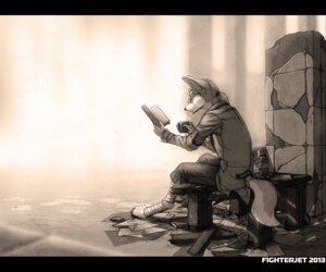 Rating: Safe Score: 0 Tags: 6:5 anthro beverage biped black_bars book building canid canine canis canteen clothed clothing coat e621 eyewear fennec_fox fighterjet food fox glasses hair letterbox male mammal post-apocalyptic reading rubble ruins sitting solo tail tea topwear true_fox wolf User: bunchy7s