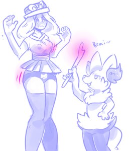 Rating: Questionable Score: 0 Tags: anthro braixen breast_expansion breasts canid canine duo e621 english_text expansion female generation_6_pokemon human inner_ear_fluff magic mammal monochrome nintendo pokemon pokemon_(species) pokemon_speak pokemon_trainer serena_(pokemon) text tuft unknown_artist wide_hips User: bunchy7s