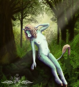 Rating: Questionable Score: 0 Tags: anthro biped blue_body blue_skin breasts brown_hair detailed_background e621 equid equine female fingers forest fur green_eyes hair hoof_hands hooved_fingers hooves horn looking_at_viewer mammal mythological_creature mythological_equine mythology nature navel nipples nude outside pinup plant pose sitting solo spots tail tail_tuft tree tuft unguligrade unicorn ykoriana User: bunchy7s