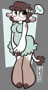 Rating: Safe Score: 0 Tags: 2014 alpha_channel anthro biped bovid bovine breasts brown_body brown_fur brown_hair button_(wildroxann) cattle clothing dress e621 english_text female flower freckles fur hair hooves mammal pastel_please pink_nose plant ribbons short_hair simple_background smile solo spots standing text transparent_background white_background white_body white_fur User: bunchy7s