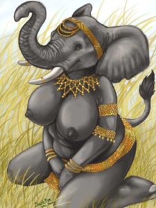 Rating: Questionable Score: 0 Tags: 3:4 africa anthro big_breasts biped breasts caribou_(artist) e621 elephant elephantid female grass grey_body jewelry kneeling mammal nipples nude plant proboscidean proboscis_(anatomy) solo tail tribal trunk_(anatomy) tusks User: bunchy7s