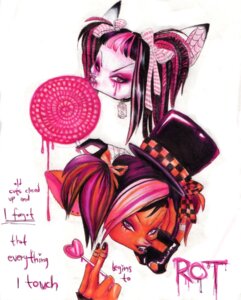 Rating: Safe Score: 0 Tags: alternative_fashion candy canid canine clothing cybergoth dessert duo e621 emo female food fox glamfur goth hat headgear headwear holding_candy holding_food holding_lollipop holding_object leelee_lenox lollipop lollirot mammal razor_blade simple_background top_hat white_background whorror User: bunchy7s