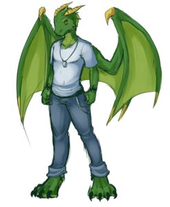 Rating: Safe Score: 0 Tags: 2013 anthro blue-eyed-salamander bottomwear clothing dog_tags dragon e621 feet green_body green_skin horn hybrid looking_at_viewer male membrane_(anatomy) membranous_wings mythological_creature mythological_scalie mythology pants reptile scalie shirt simple_background snake solo talons toes topwear white_background wings yellow_eyes User: bunchy7s