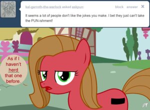 Rating: Safe Score: 0 Tags: ask_pun comic cutie_mark diegotan e621 earth_pony english_text equid equine fan_character female feral hasbro horse humor joke mammal my_little_pony pony pun pun_pony tail text tumblr User: bunchy7s Rating: Safe Score: 0 Tags: ask_pun comic cutie_mark diegotan e621 earth_pony english_text equid equine fan_character female feral hasbro horse humor joke mammal my_little_pony pony pun pun_pony tail text tumblr User: bunchy7s